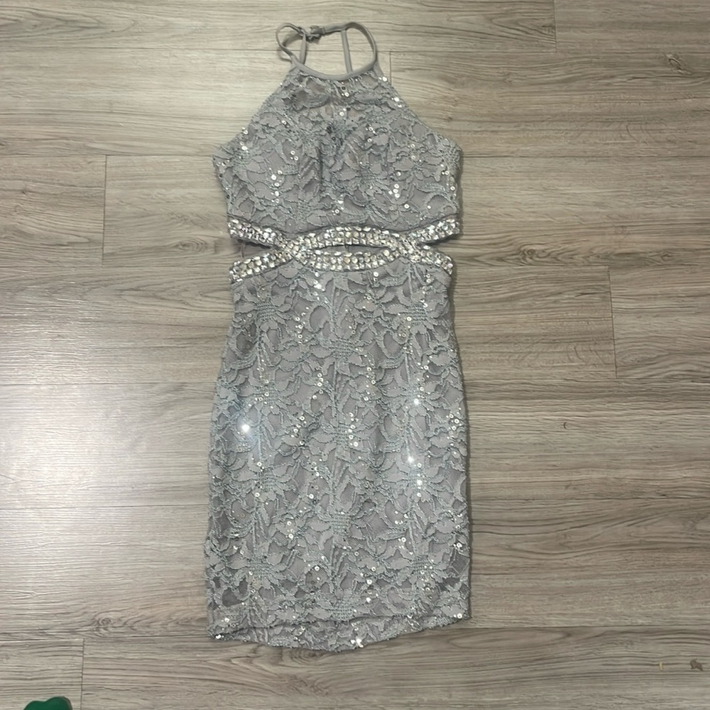 Silver homecoming dress size small